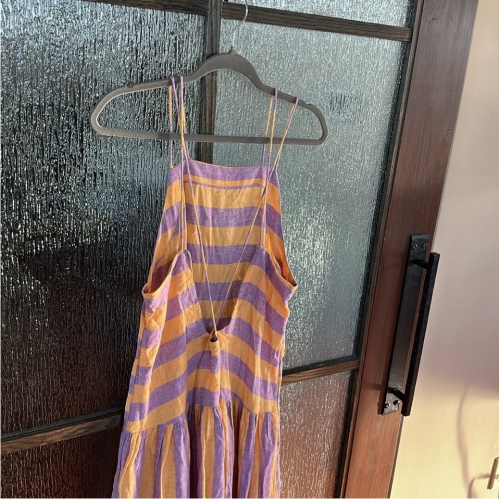 Anthropologie Striped Purple
and Orange Maxi‎ Dress size Large New Without Tag - Picture 6 of 7
